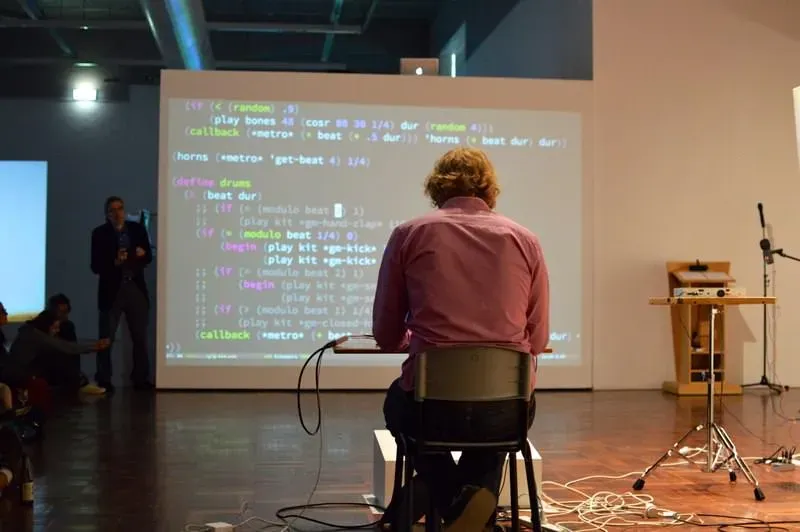 Ben performing live as a musical livecoder