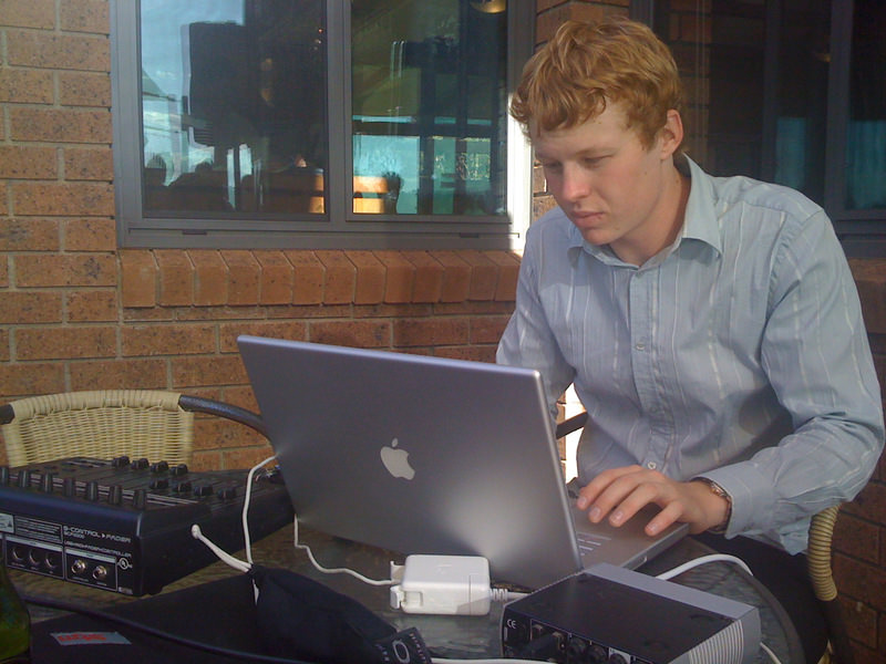 Ben preparing for the BME gig